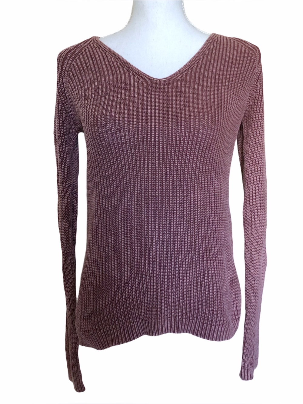 Cotton On Light Purple Ribbed Long Sleeve V-neck Sweater XS